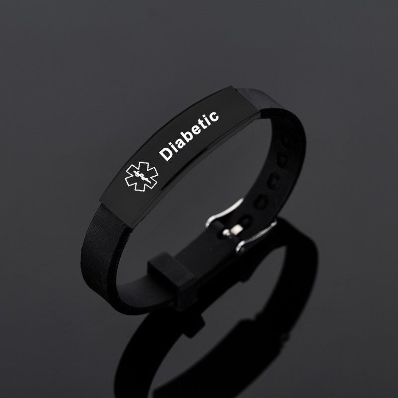 Black Stainless Steel Medical Alert ID Bracelet The Diabuddies Store Uncategorized $11.99