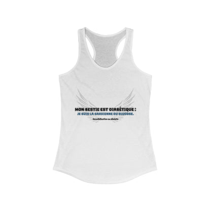The Diabuddies Store My Bestie is Diabetic (French / Mon Bestie, Guardienne) Racerback Tank My Bestie is Diabetic (French / Mon Bestie, Guardienne) Racerback Tank: Celebrate your vital role! A proud declaration of your commitment and unique connection. Ta