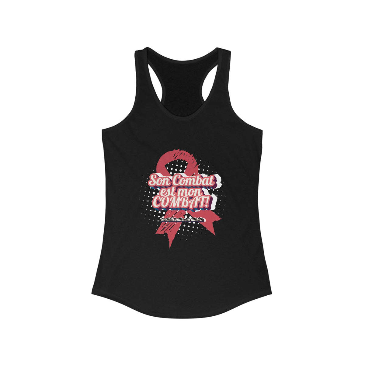 Her fight is my Fight! (French in Pink) Racerback Tank The Diabuddies Store Tank Tops $19.96