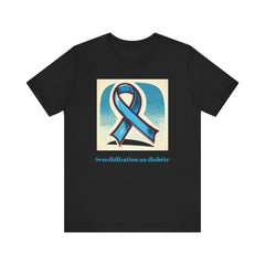 Diabetes Awareness, Blue Ribbon (French) - Unisex Tee The Diabuddies Store T-Shirts $22.50
