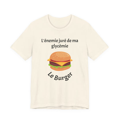 Blood Sugar's Arch Nemesis: The Burger (French) - Unisex Tee The Diabuddies Store T-Shirts $25.00