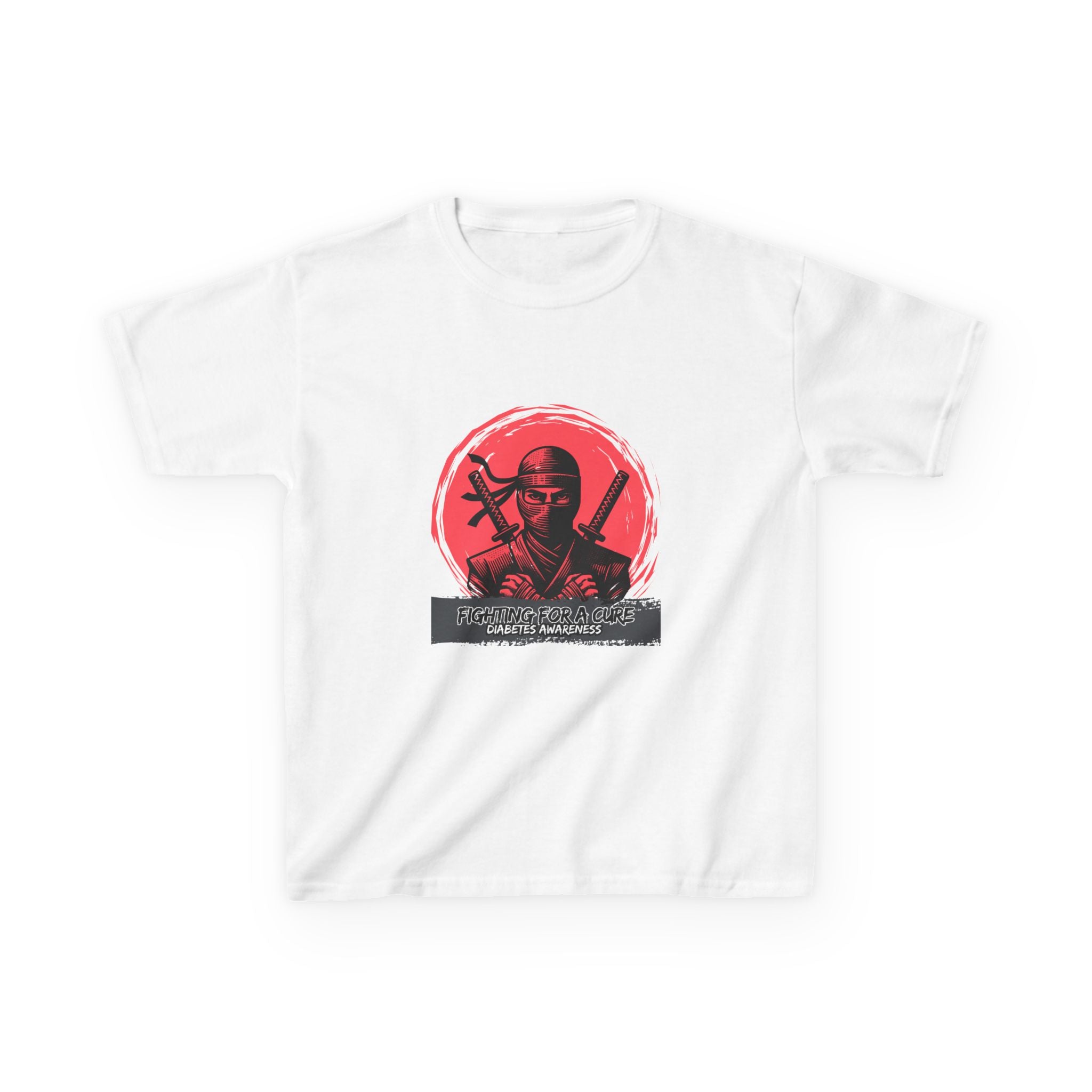 The Diabuddies Store Fighting for a Cure w/Ninja - Kids Tee Fighting for a Cure w/Ninja - Kids Tee: A soft, comfortable tee with a cool ninja ready for battle. A fun and empowering way for your child to show support! T-Shirts Kids clothes Birthday Gift Ki