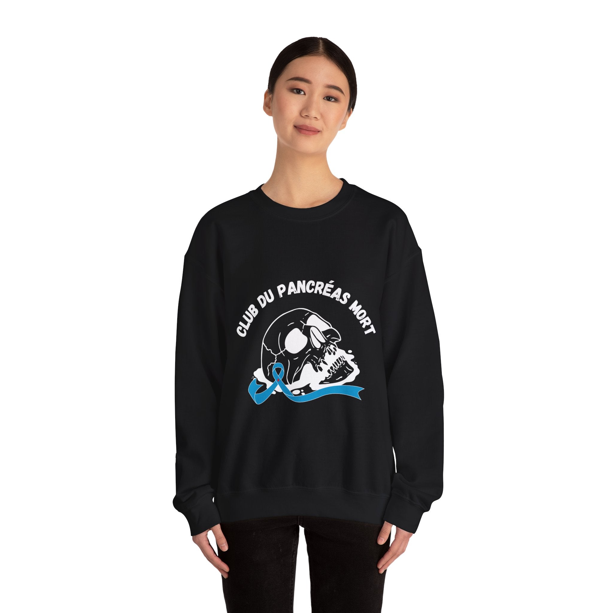 Skull & Blue Ribbon, Dead Pancreas Club (French) Sweatshirt The Diabuddies Store Sweatshirts $35.70