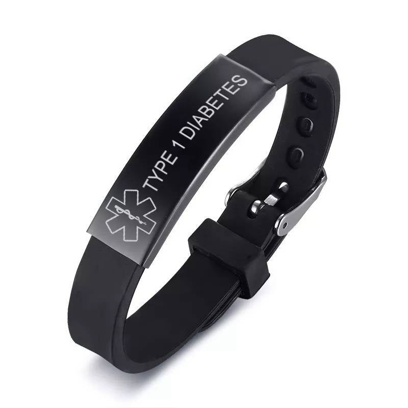 Black Stainless Steel Medical Alert ID Bracelet The Diabuddies Store Uncategorized $11.99