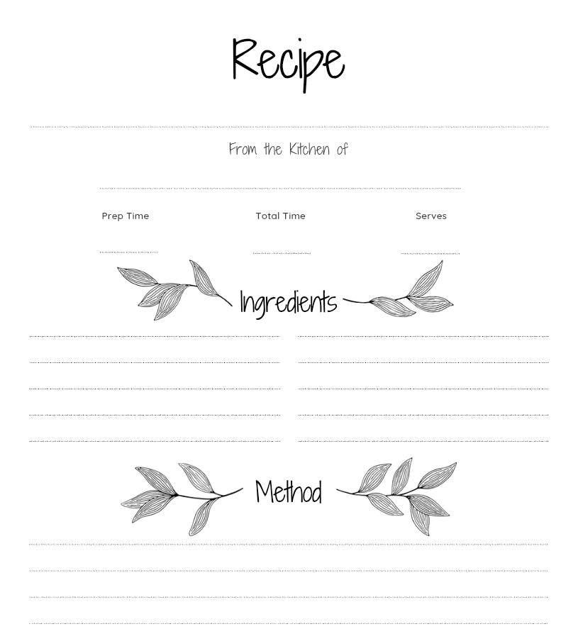 Printable Recipes Book The Diabuddies Store E-Books $0.00