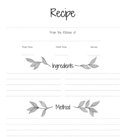 Printable Recipes Book The Diabuddies Store E-Books $0.00